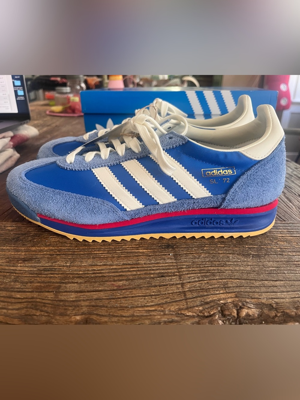 adidas SL 72 Blue White Sneakers with Red and Gum Accents